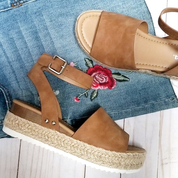 tan platform espadrille sandals